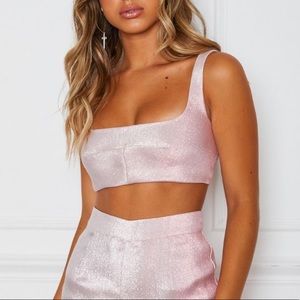 Whitefox Say Something Baby Pink Crop